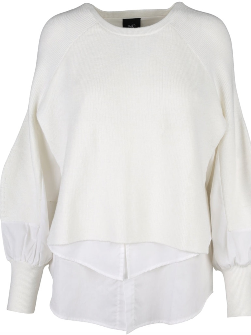 NU Denmark Tulipa Layered Sweater-Blouse in Cream